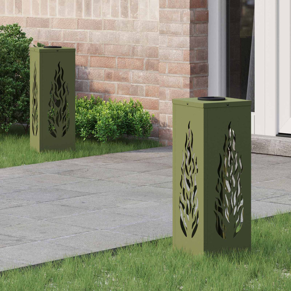 Vidaxl solar led pad licht 2 pcs olijf groen koudgewalst staal