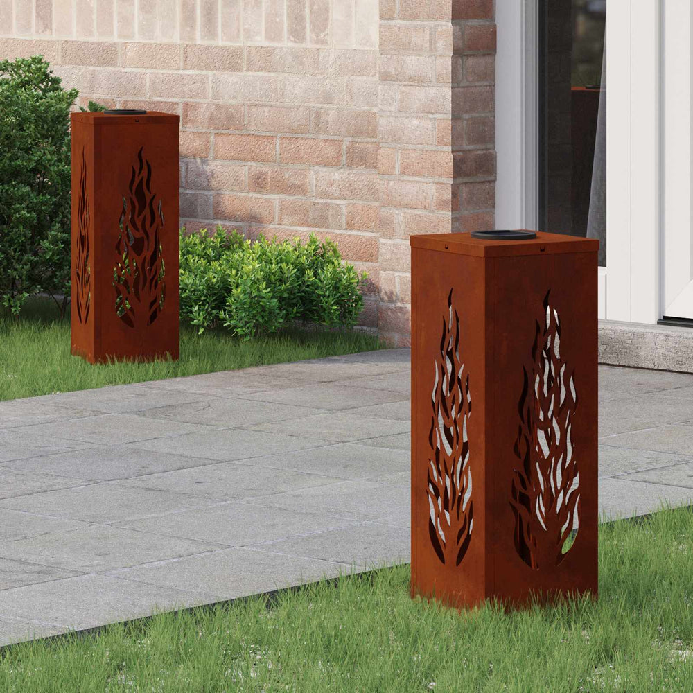 Vidaxl solar led pad licht 2 pcs brons cortenstaal