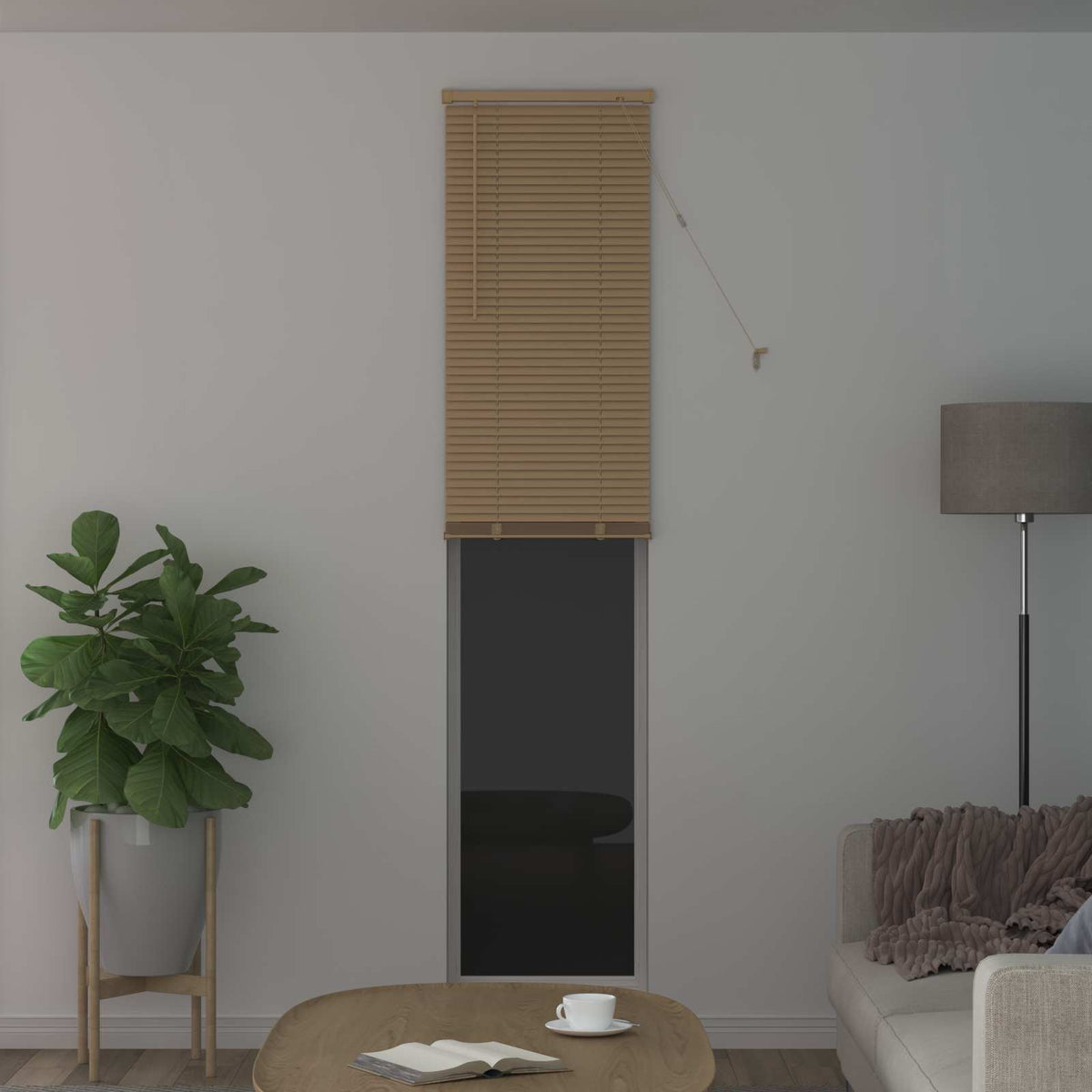 Vidaxl venetiaanse jaloezie lichtbruin met patroon 213 x 50 cm 25 mm
