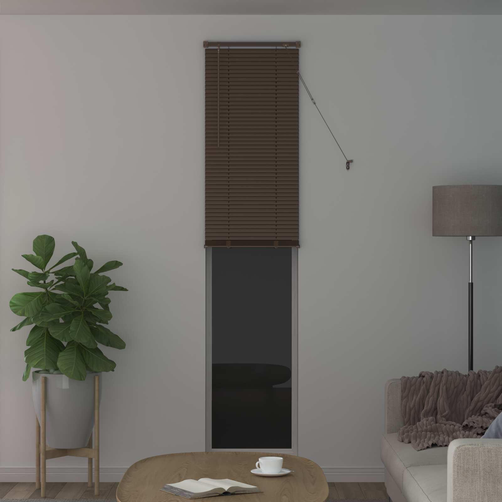 Vidaxl venetiaanse blind donkerbruin met patroon 213 x 60 cm pvc