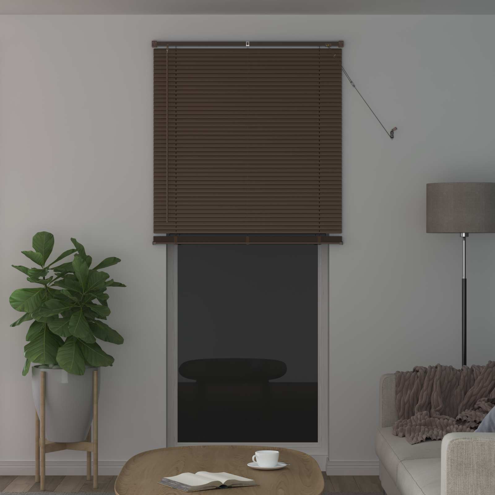 Vidaxl venetiaanse blind donkerbruin met patroon 213 x 90 cm pvc