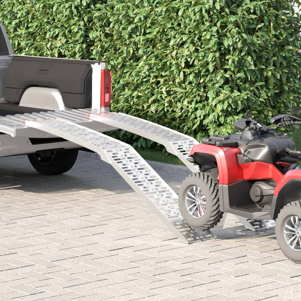Vidaxl motorcycle ramp 680 kg 2 pcs zilver 222 x 28 x 5 cm aluminium