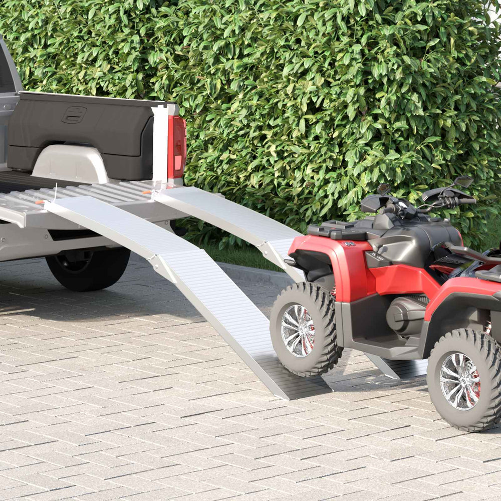 Vidaxl motorcycle ramp 680 kg 2 pcs zilver 205 x 28 x 5 cm aluminium
