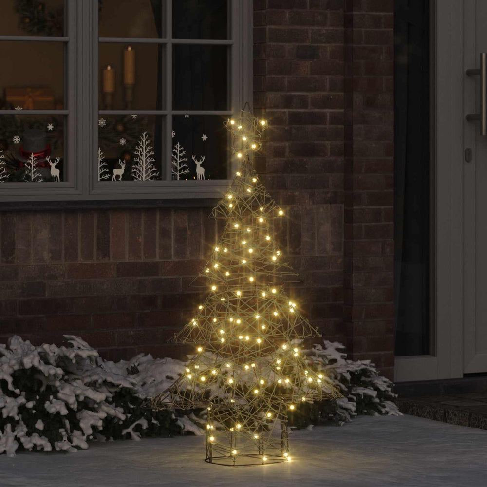 Vidaxl kerstboom met 120 led warmwit 150 cm rattan