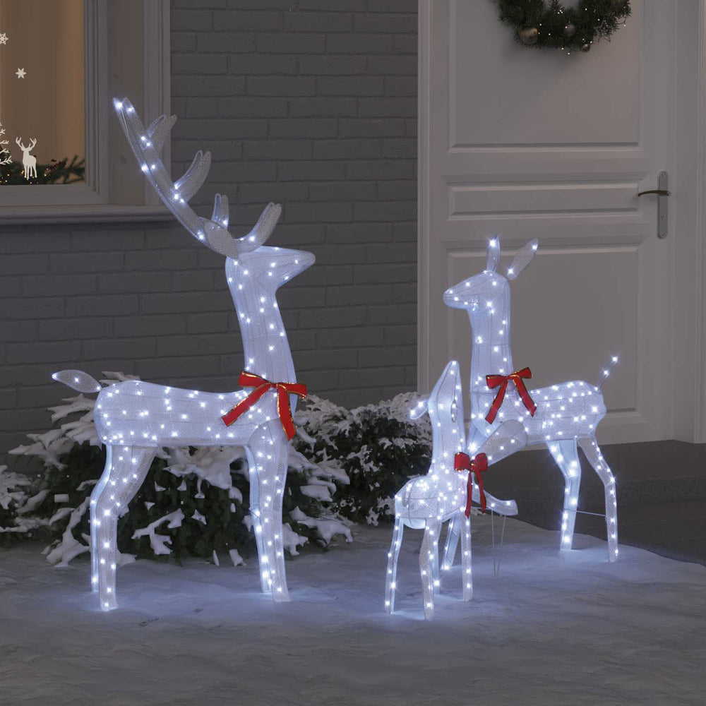 Vidaxl rendierfamilie met 300 led 3 pcs koudwit 68 x 26 x 127 cm stof