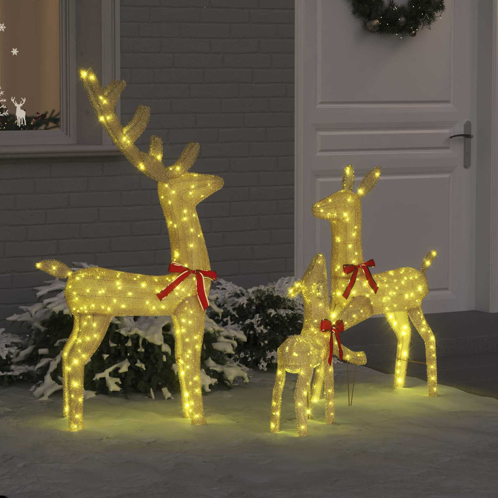 Vidaxl rendierfamilie met 300 led 3 pcs warmwit 68 x 26 x 127 cm stof