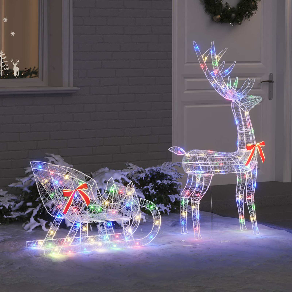 Vidaxl rendier trek slede met 200 led kleurrijk 70 x 26 x 129 cm acryl