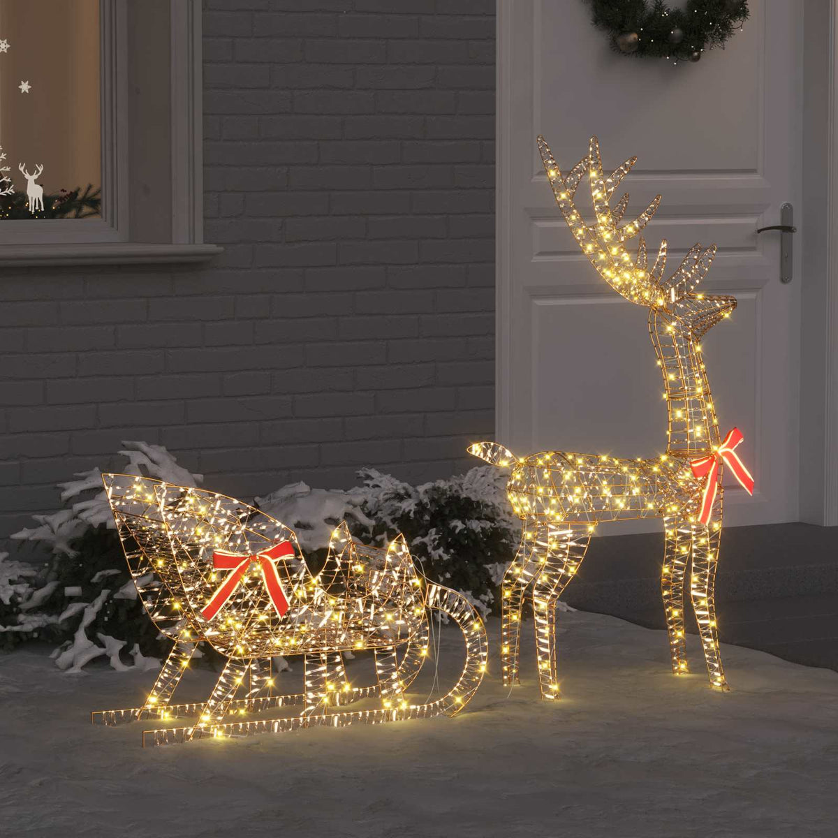 Vidaxl rendier trek slede 200 led's warmwit 70 x 26 x 129 cm pet