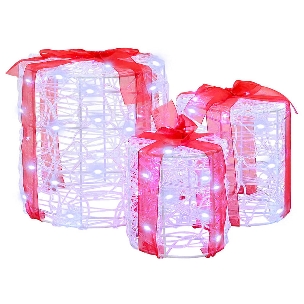 Vidaxl decoratie voor geschenkdoos 3 pcs koudwit 20 x 20 x 21 cm acryl