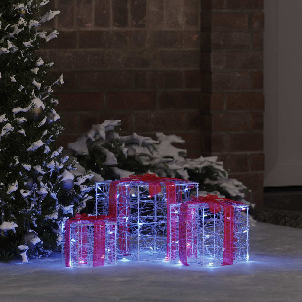 Vidaxl cadeau doos met 60 led 3 pcs blauw 20 x 20 x 20 cm acryl
