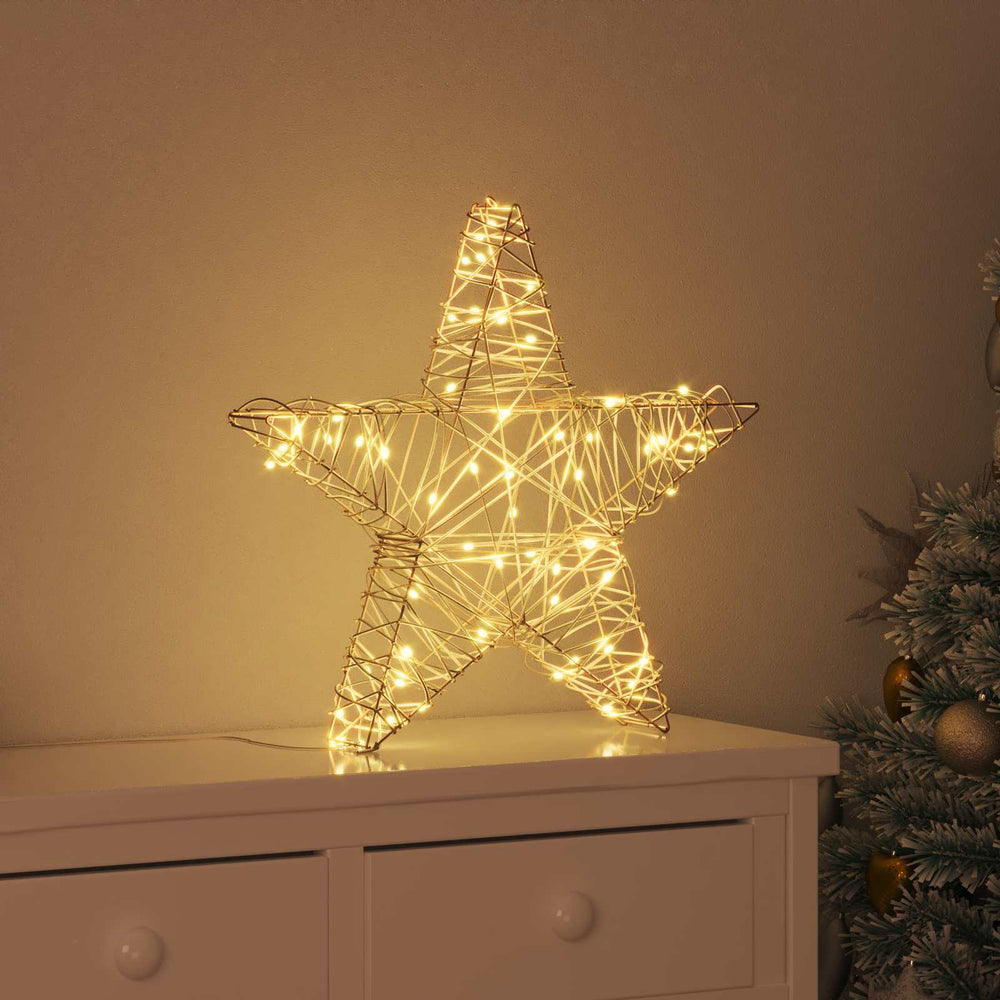 Vidaxl 3d ster met 50 led warmwit 55 x 52.5 x 9 cm rattan