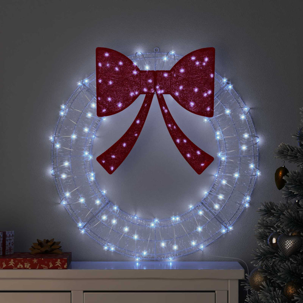 Vidaxl krans met 60 led koudwit 76 x 76 x 8,5 cm acryl