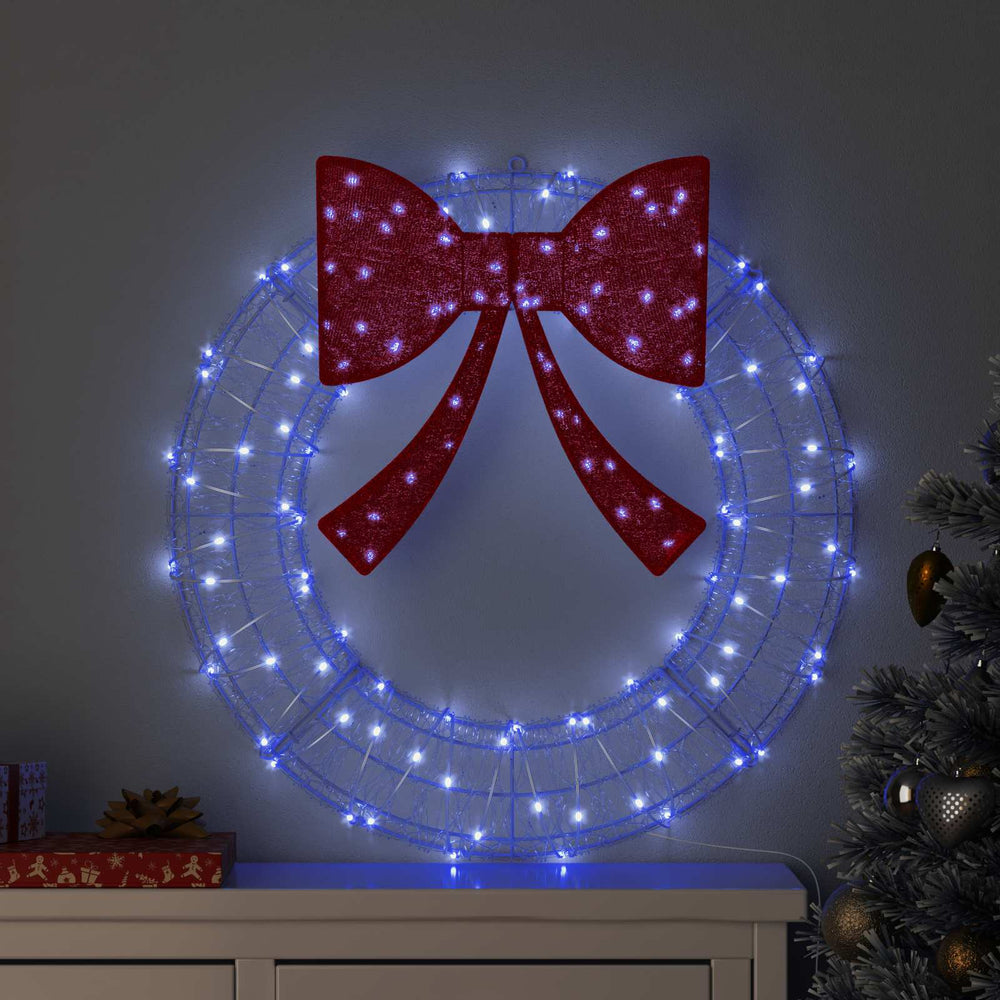 Vidaxl krans met 60 led blauw 76 x 76 x 8,5 cm acryl