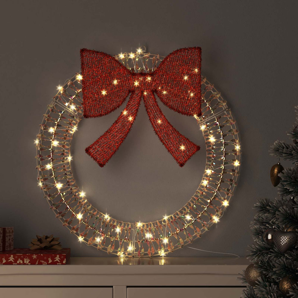 Vidaxl krans met 60 led warmwit 76 x 76 x 8 cm pet