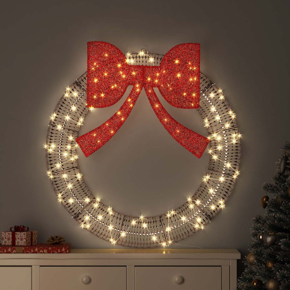 Vidaxl krans met 80 led warmwit 91 x 91 x 9 cm pet