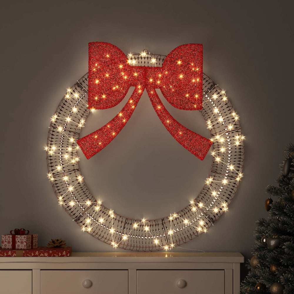 Vidaxl krans met 150 led warmwit 121 x 121 x 10 cm pet