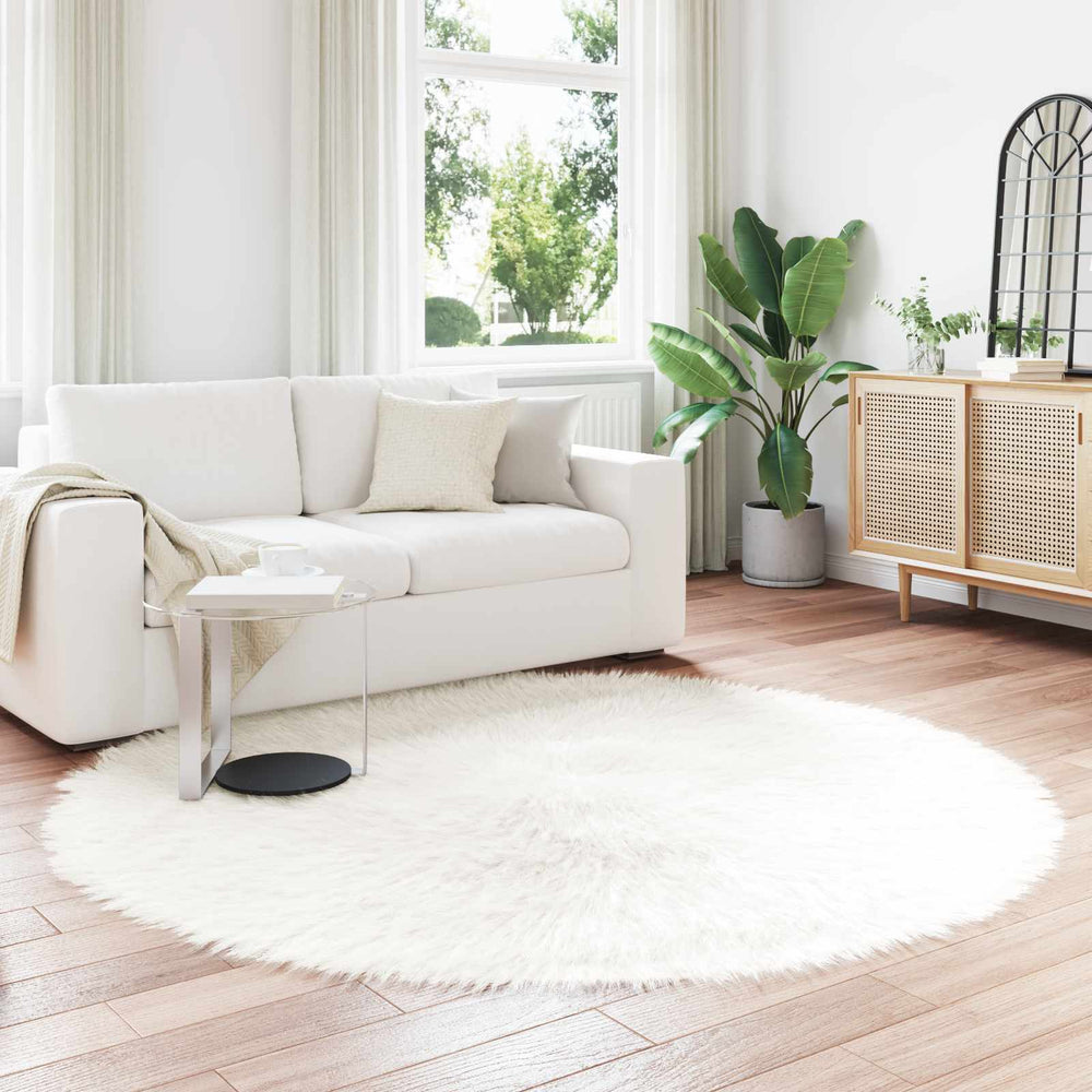 Vidaxl nep schapenvacht tapijt tafalla wit ø 200 cm polyester