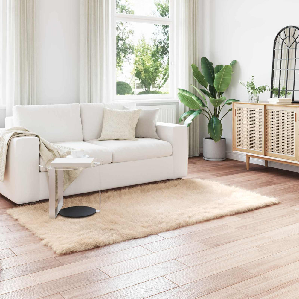 Vidaxl nep schapenvacht tapijt tafalla beige 100 x 200 cm polyester