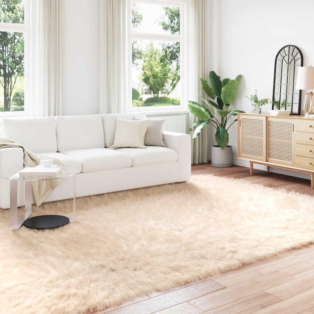 Vidaxl nep schapenvacht tapijt tafalla beige 200 x 280 cm polyester