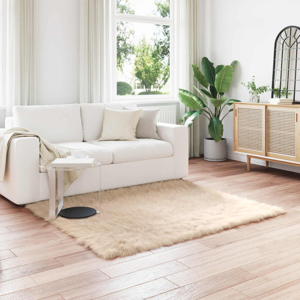 Vidaxl nep schapenvacht tapijt tafalla beige 120 x 120 cm polyester