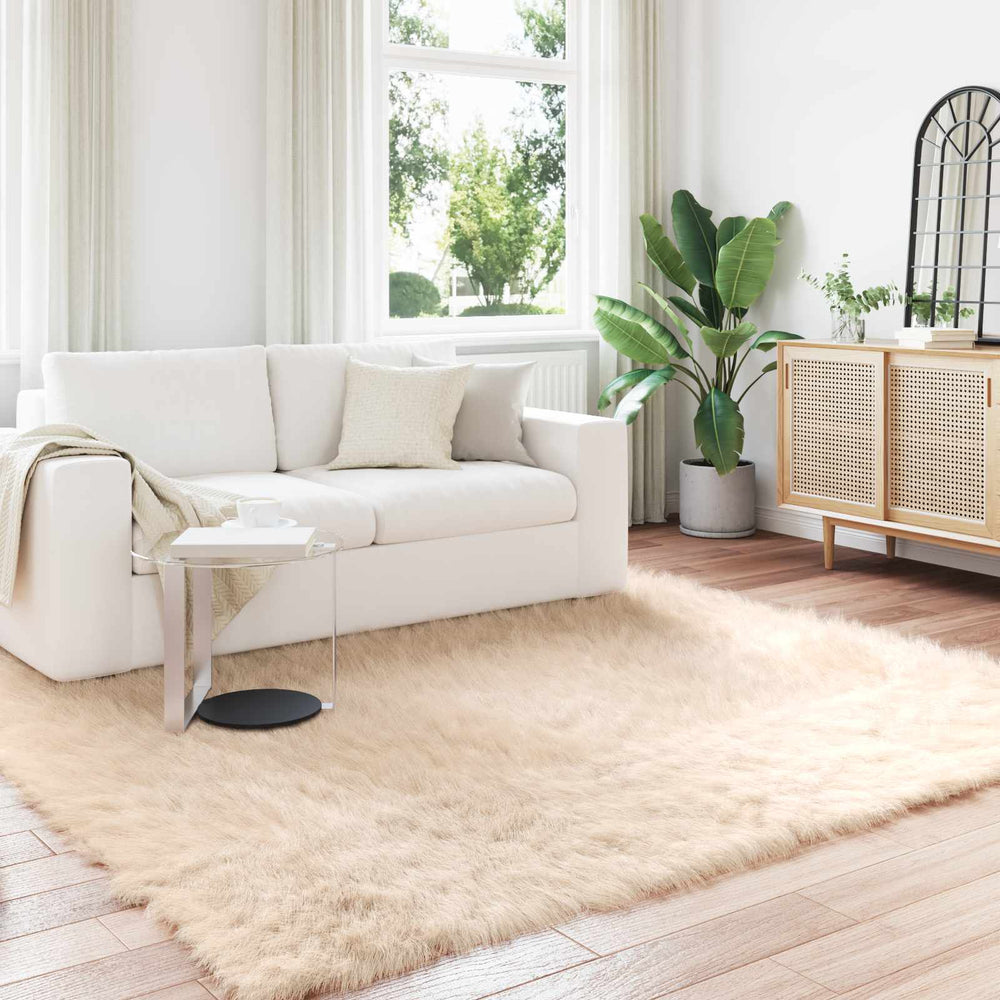Vidaxl nep schapenvacht tapijt tafalla beige 240 x 240 cm polyester