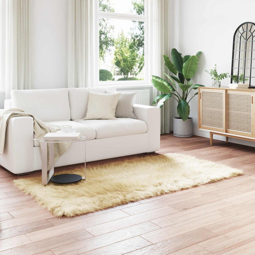 Vidaxl nep schapenvacht tapijt tafalla crème 80 x 200 cm polyester