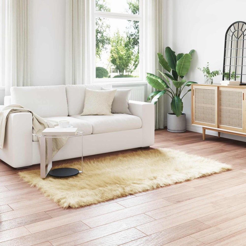 Vidaxl nep schapenvacht tapijt tafalla crème 140 x 200 cm polyester