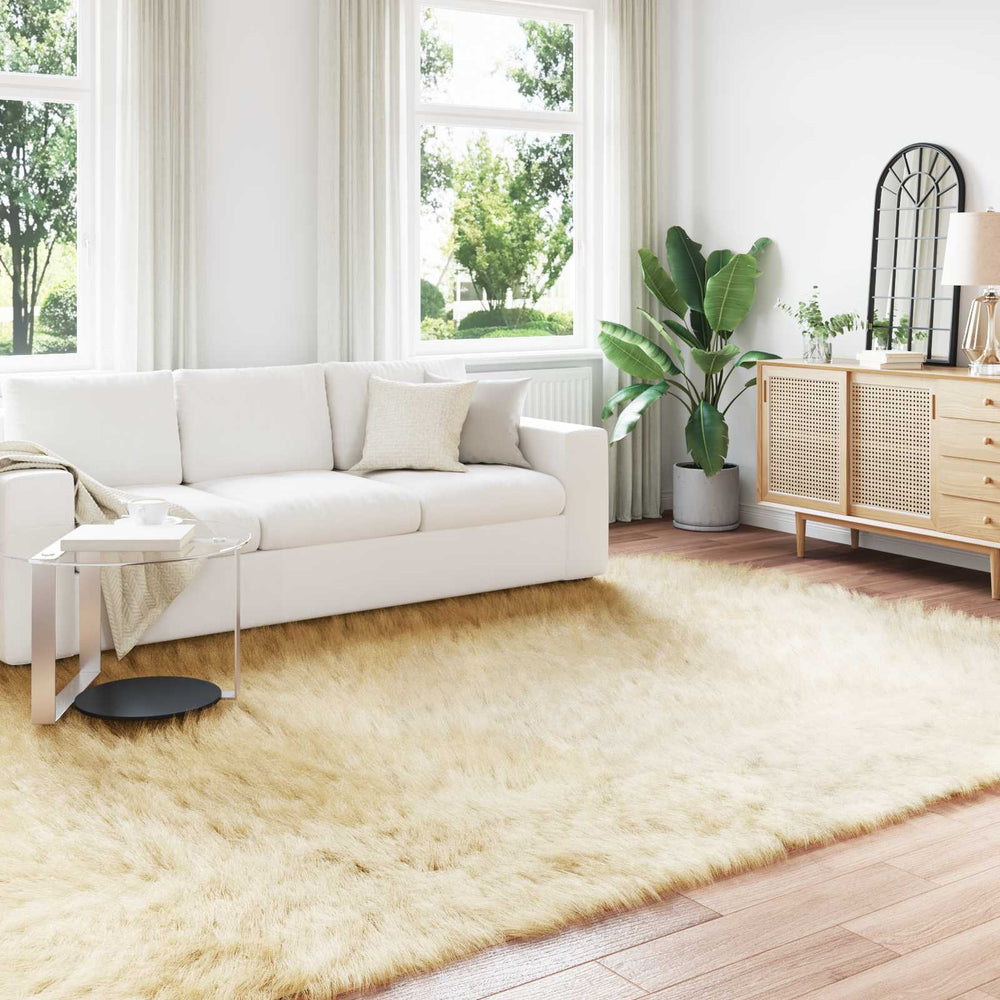 Vidaxl nep schapenvacht tapijt tafalla crème 200 x 280 cm polyester