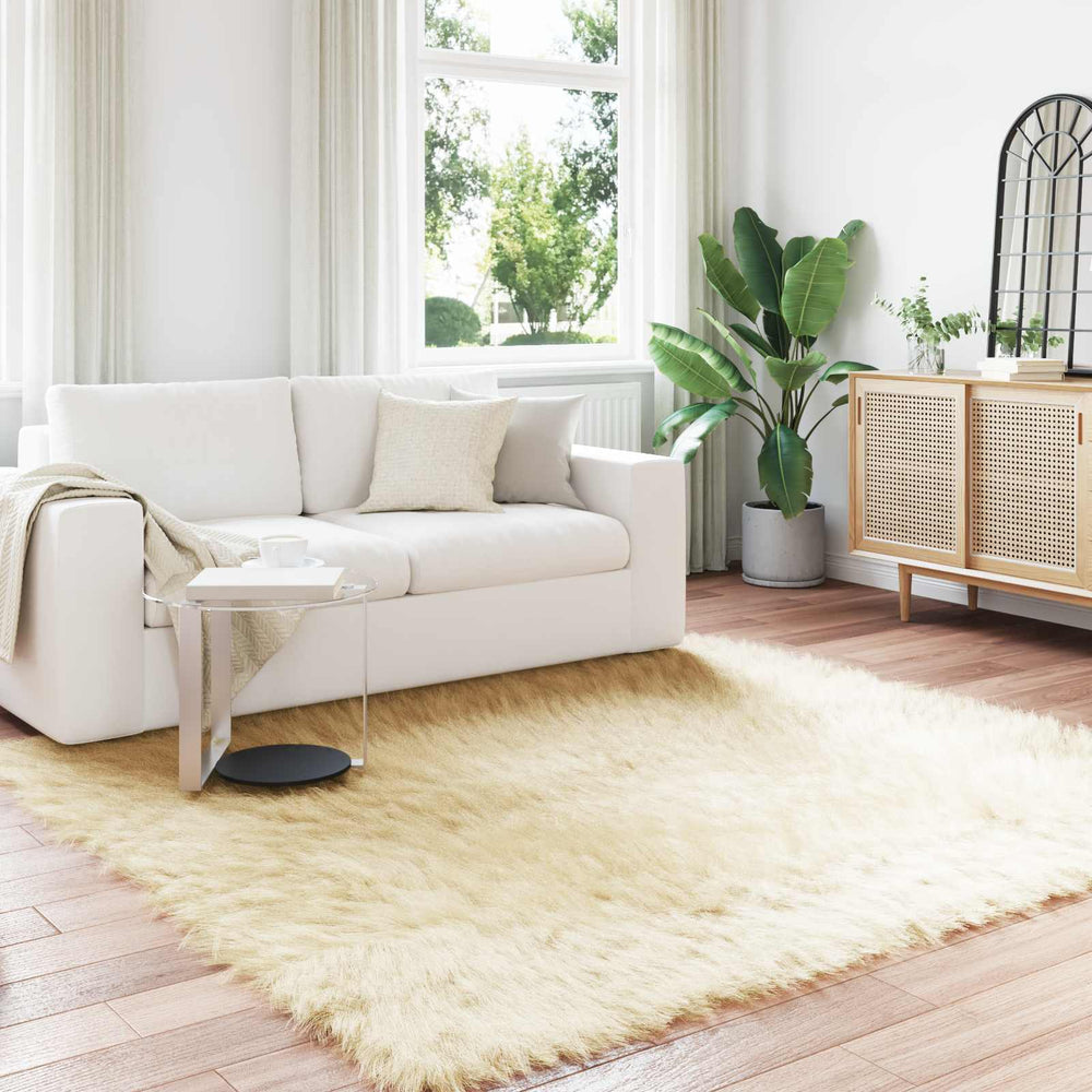 Vidaxl nep schapenvacht tapijt tafalla crème 200 x 200 cm polyester