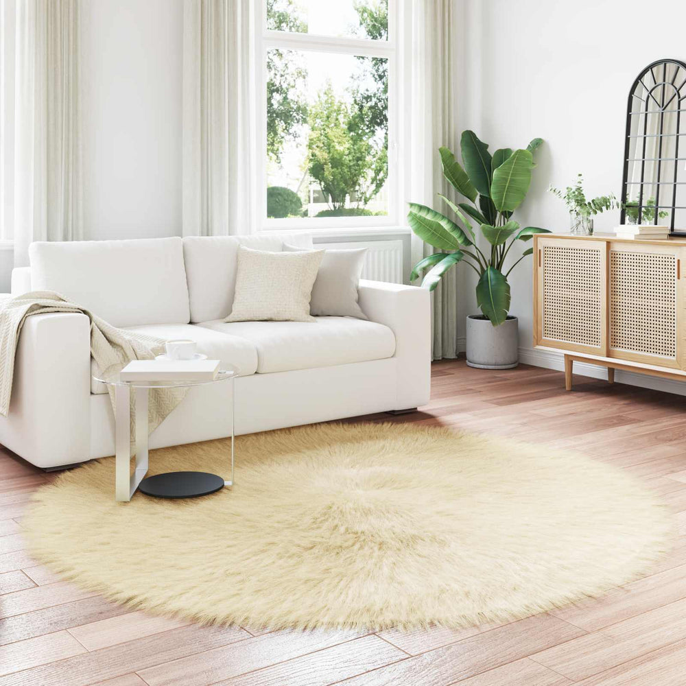 Vidaxl nep schapenvacht tapijt tafalla crème ø 160 cm polyester