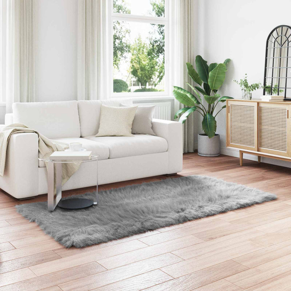 Vidaxl nep schapenvacht tapijt tafalla grijs 80 x 200 cm polyester
