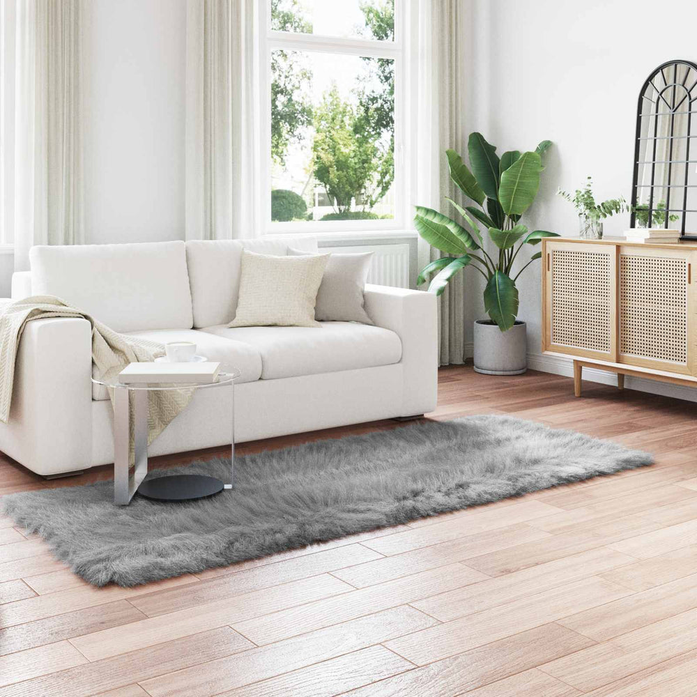 Vidaxl nep schapenvacht tapijt tafalla grijs 80 x 250 cm polyester