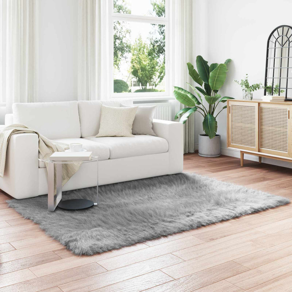 Vidaxl nep schapenvacht tapijt tafalla grijs 140 x 200 cm polyester