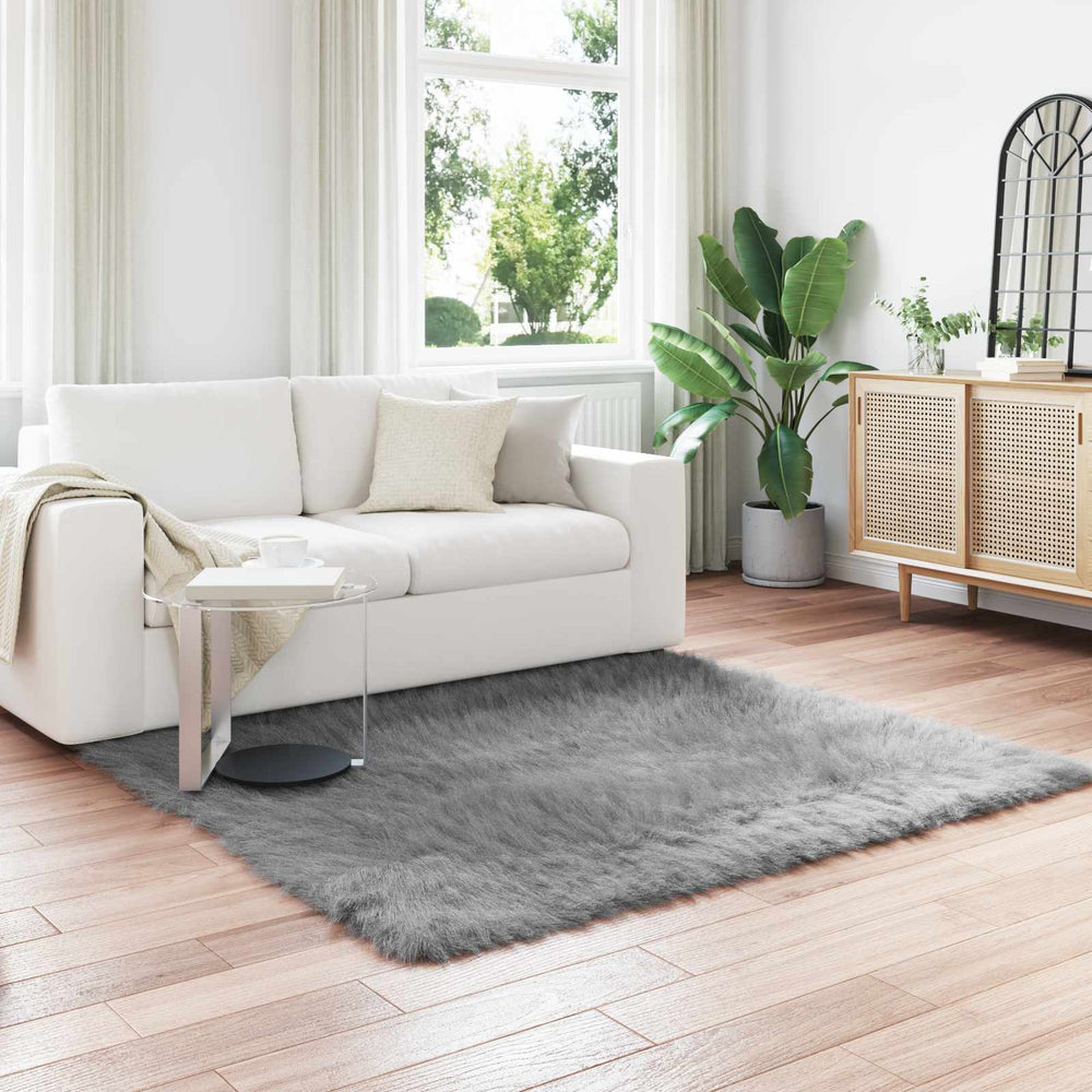 Vidaxl nep schapenvacht tapijt tafalla grijs 120 x 120 cm polyester