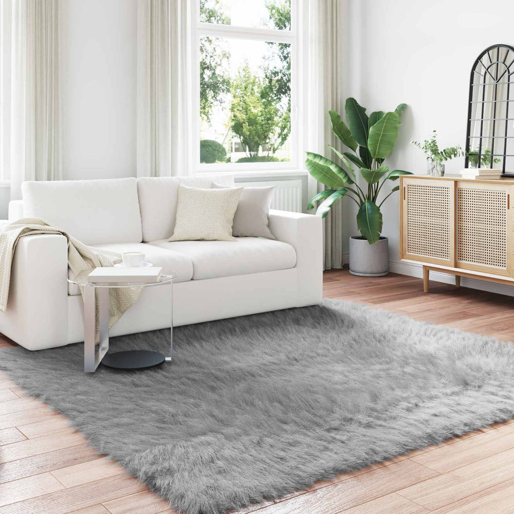 Vidaxl nep schapenvacht tapijt tafalla grijs 200 x 200 cm polyester