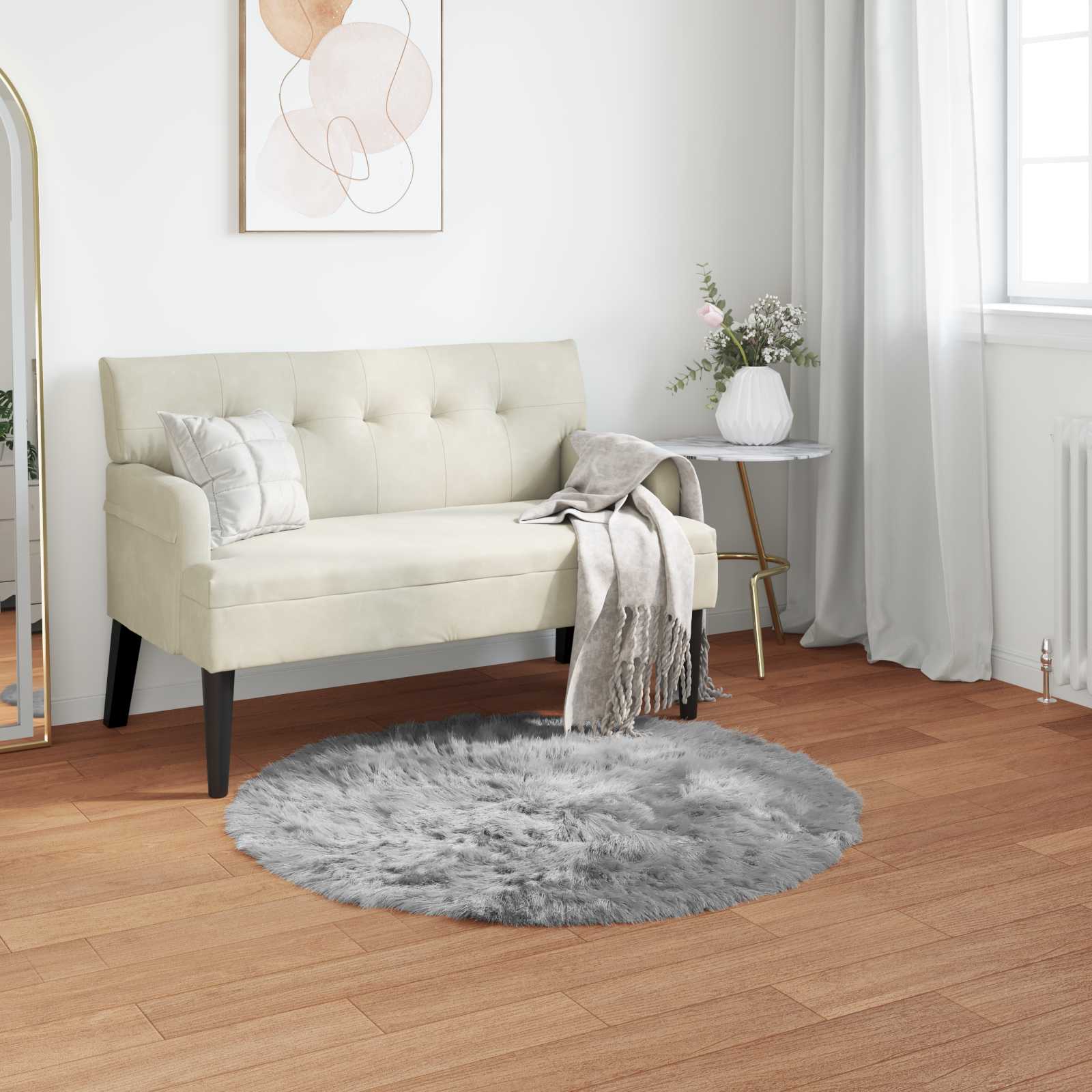 Vidaxl nep schapenvacht tapijt tafalla grijs ø 80 cm polyester