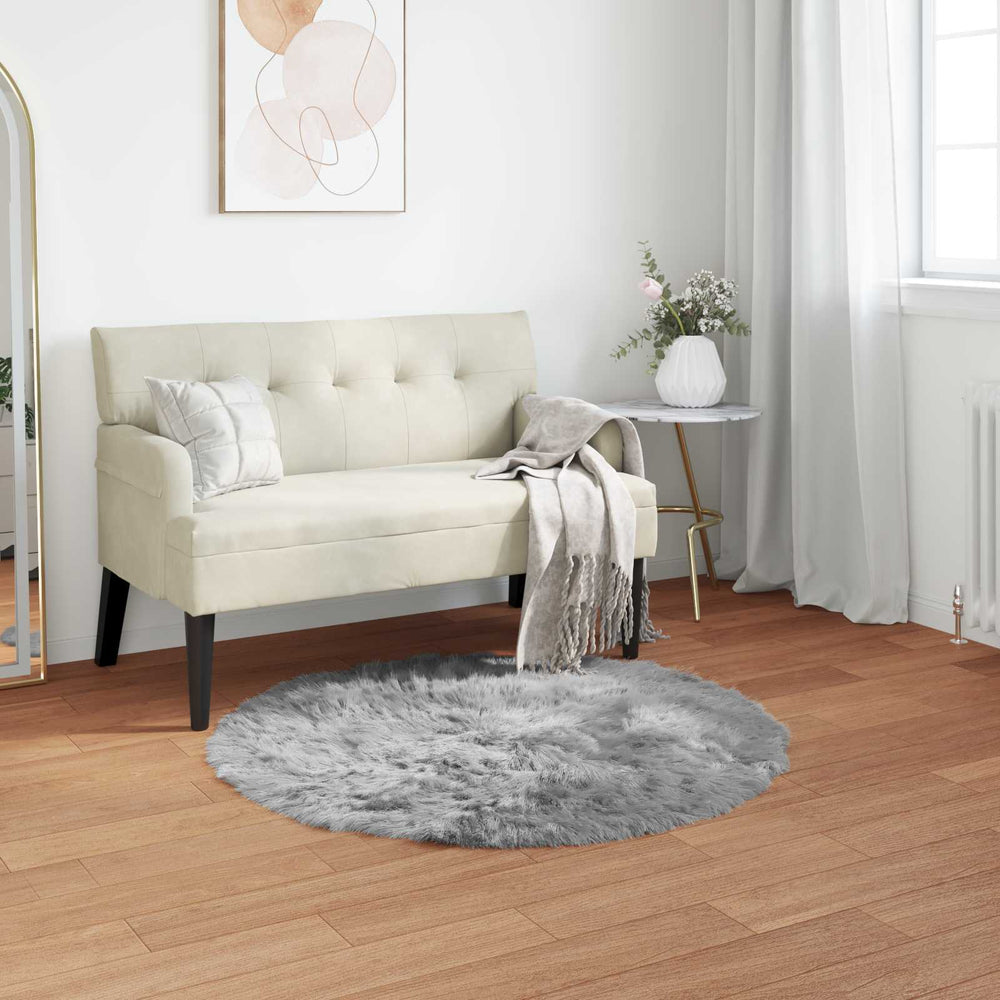 Vidaxl nep schapenvacht tapijt tafalla grijs ø 100 cm polyester