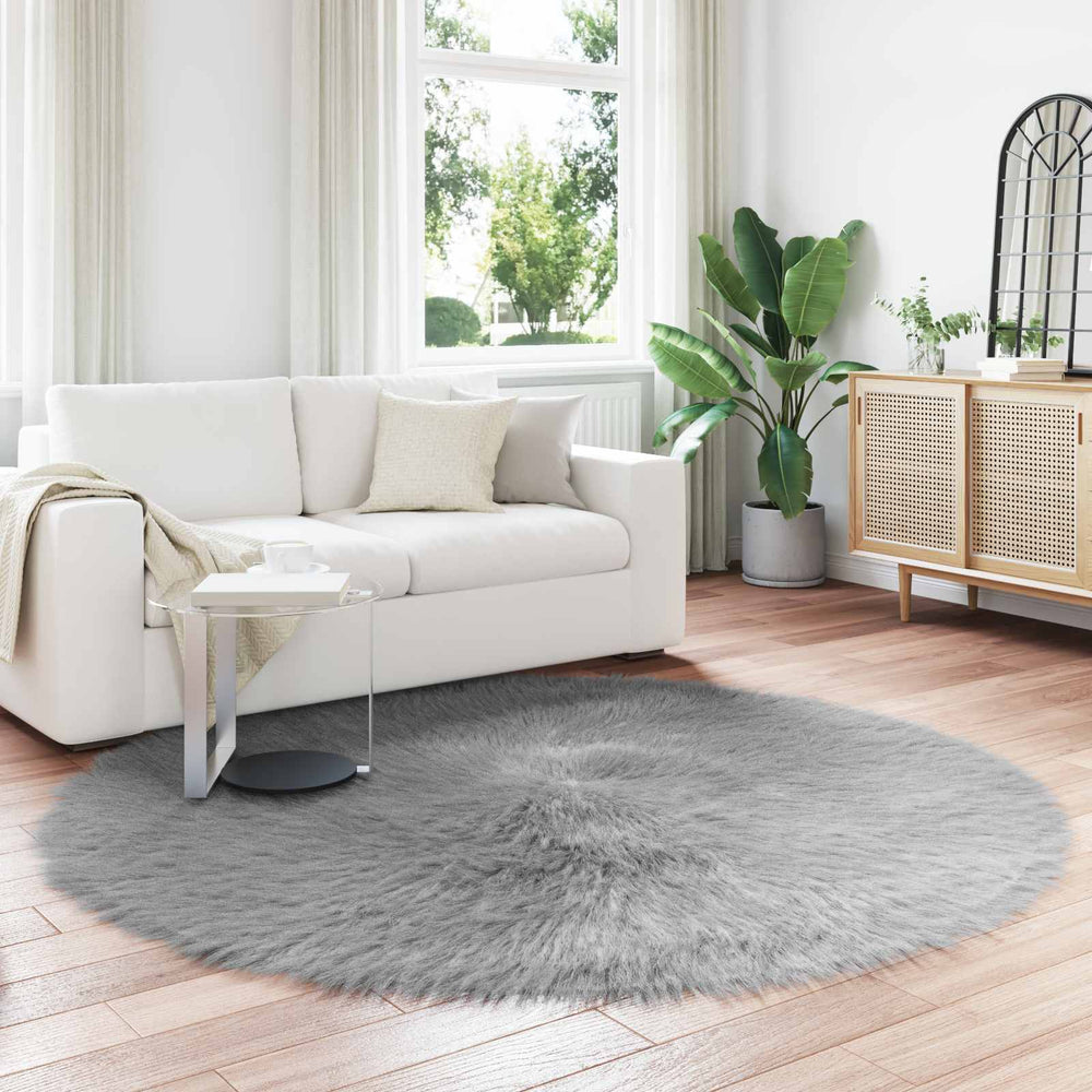 Vidaxl nep schapenvacht tapijt tafalla grijs ø 160 cm polyester