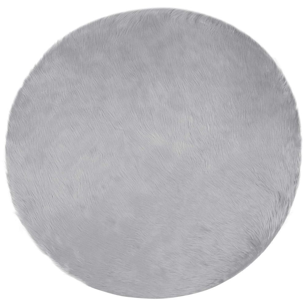 Vidaxl nep schapenvacht tapijt tafalla grijs ø 160 cm polyester