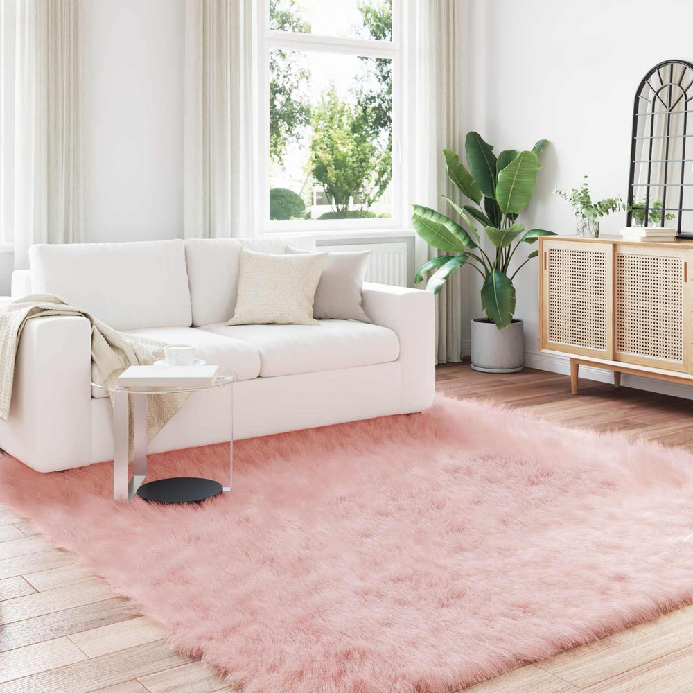 Vidaxl nep schapenvacht tapijt tafalla roze 200 x 200 cm polyester