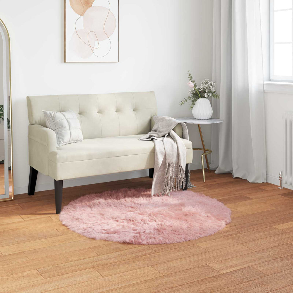 Vidaxl nep schapenvacht tapijt tafalla roze ø 80 cm polyester