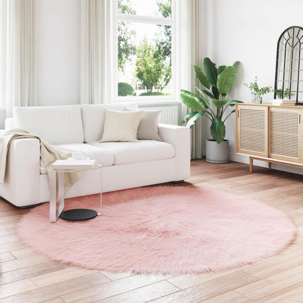 Vidaxl nep schapenvacht tapijt tafalla roze ø 200 cm polyester