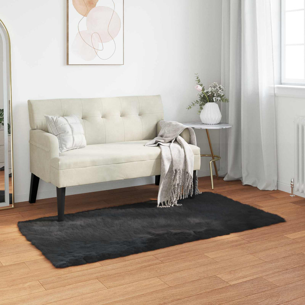 Vidaxl nep schapenvacht tapijt tafalla zwart 60 x 110 cm polyester