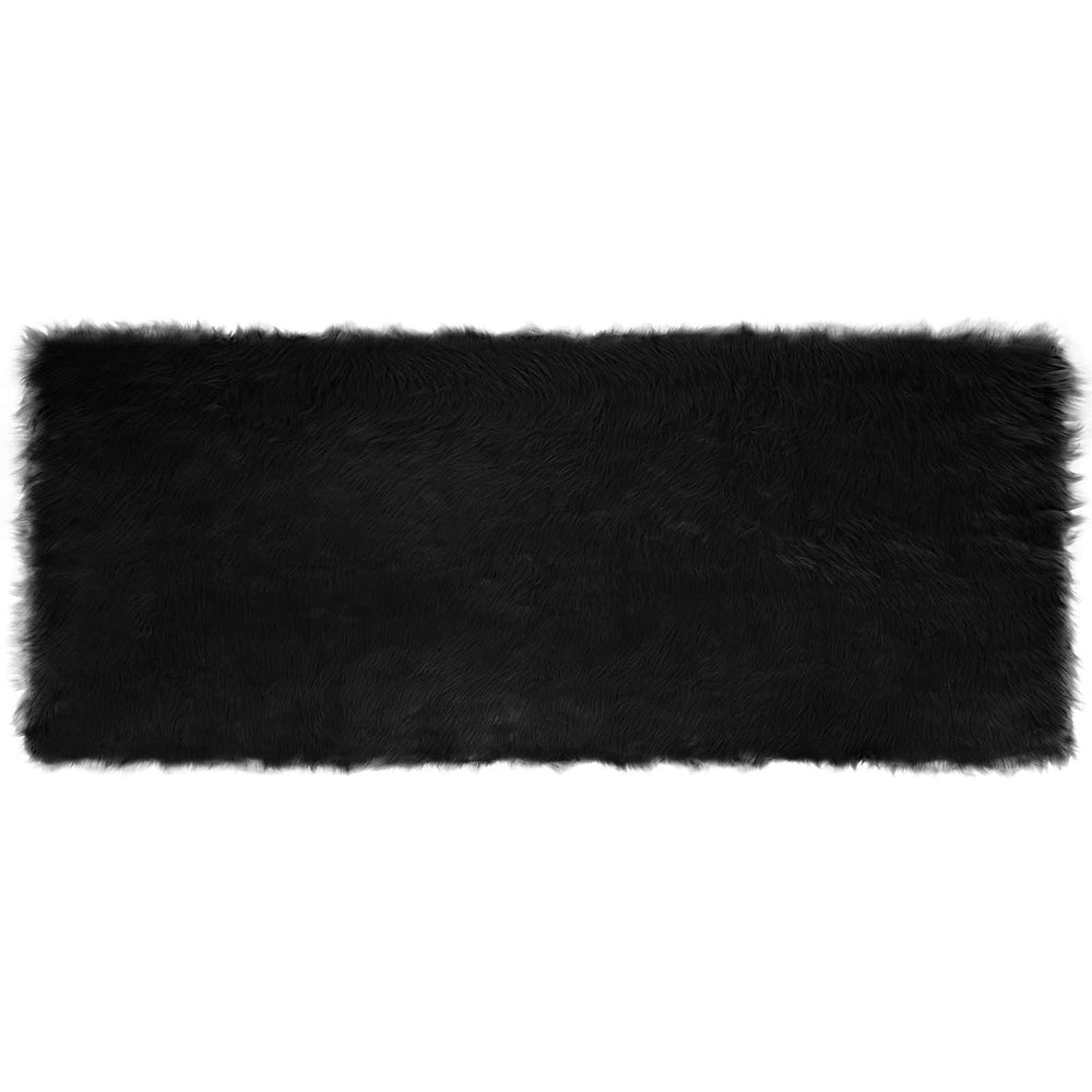 Vidaxl nep schapenvacht tapijt tafalla zwart 80 x 200 cm polyester
