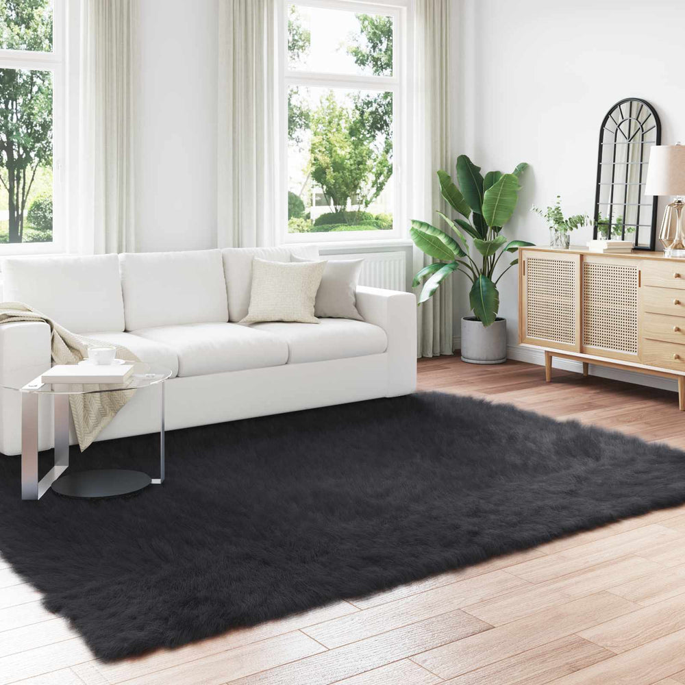 Vidaxl nep schapenvacht tapijt tafalla zwart 240 x 340 cm polyester