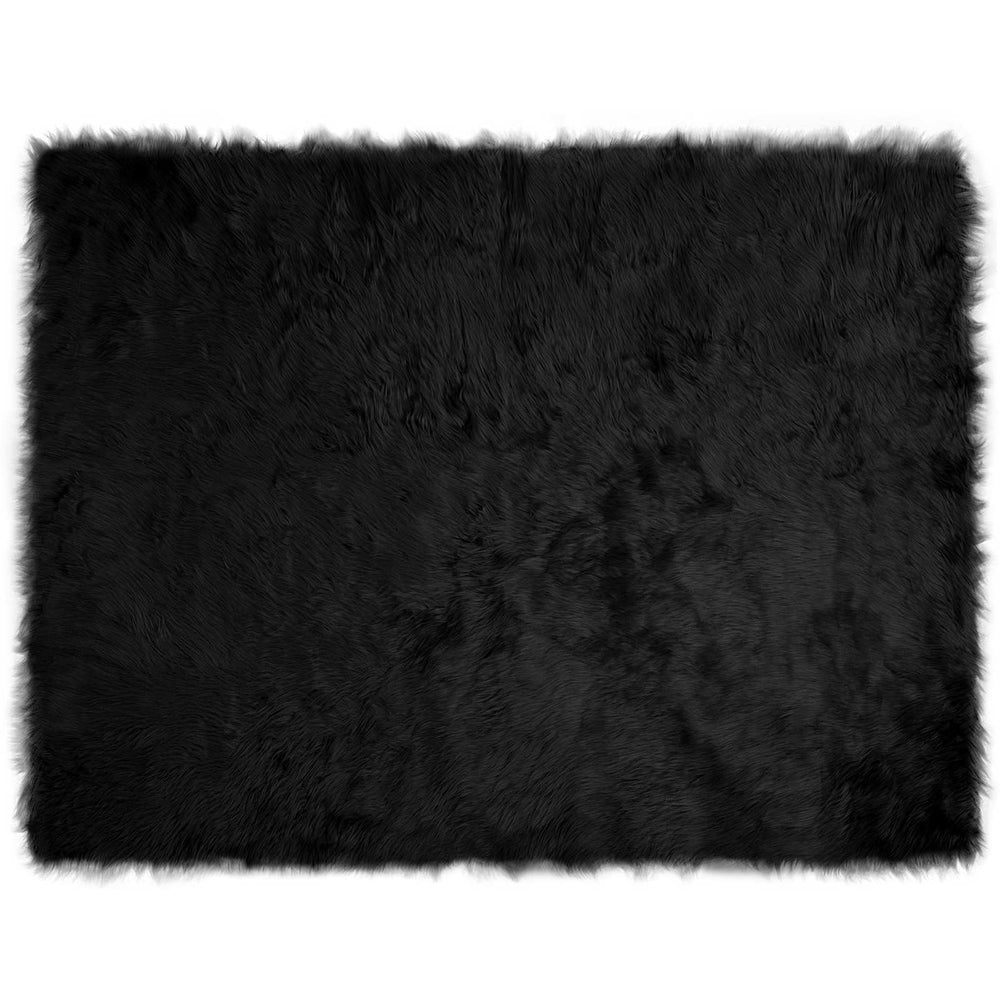 Vidaxl nep schapenvacht tapijt tafalla zwart 240 x 340 cm polyester