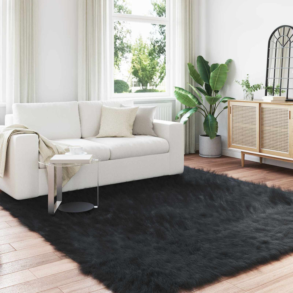 Vidaxl nep schapenvacht tapijt tafalla zwart 240 x 240 cm polyester
