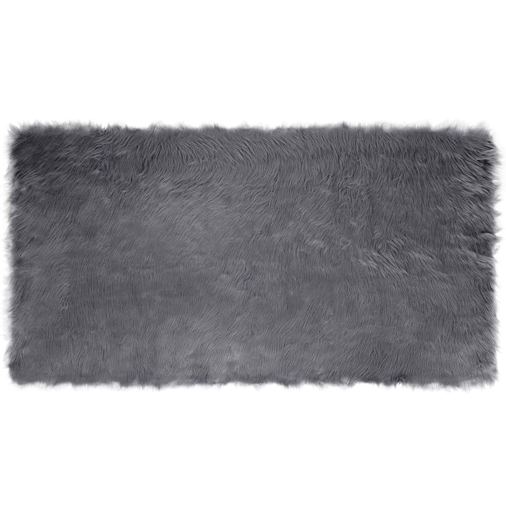 Vidaxl nep schapenvacht tapijt tafalla antraciet 80 x 150 cm polyester