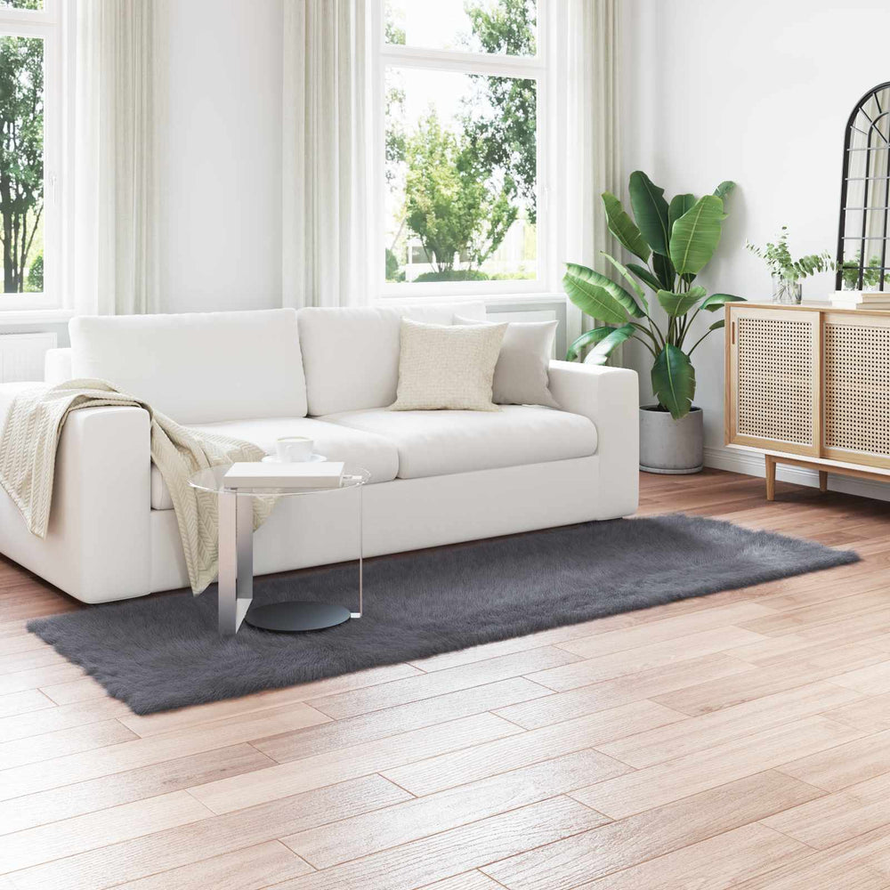 Vidaxl nep schapenvacht tapijt tafalla antraciet 80 x 250 cm polyester