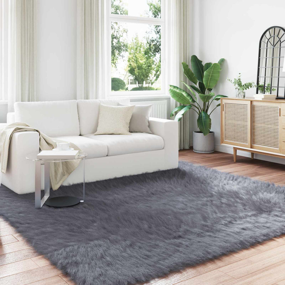Vidaxl nep schapenvacht tapijt tafalla antraciet 240 x 240 cm